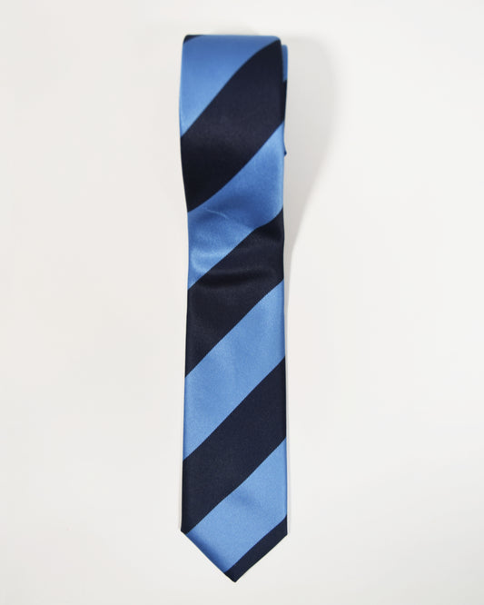 Blue Striped Tie with Handkerchief