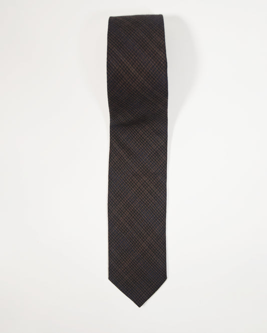 Brown Plaid Tie with Handkerchief