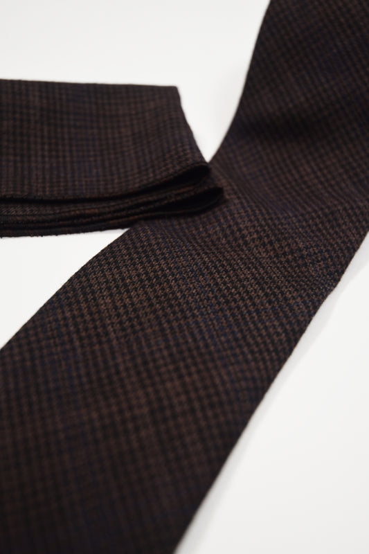 Brown Plaid Tie with Handkerchief