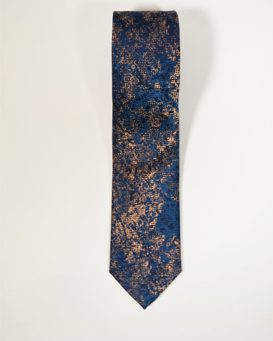 Camo Navy and Gold Tie with Handkerchief