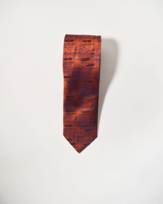 Orange Blue Tie with Handkerchief