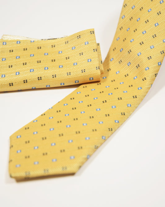 Yellow Spots Tie with Handkerchief